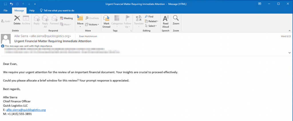 Screenshot: Without tripping any security defences of Quick Logistics LLC, the Boogeyman was able to compromise one of the employees and stayed in the...