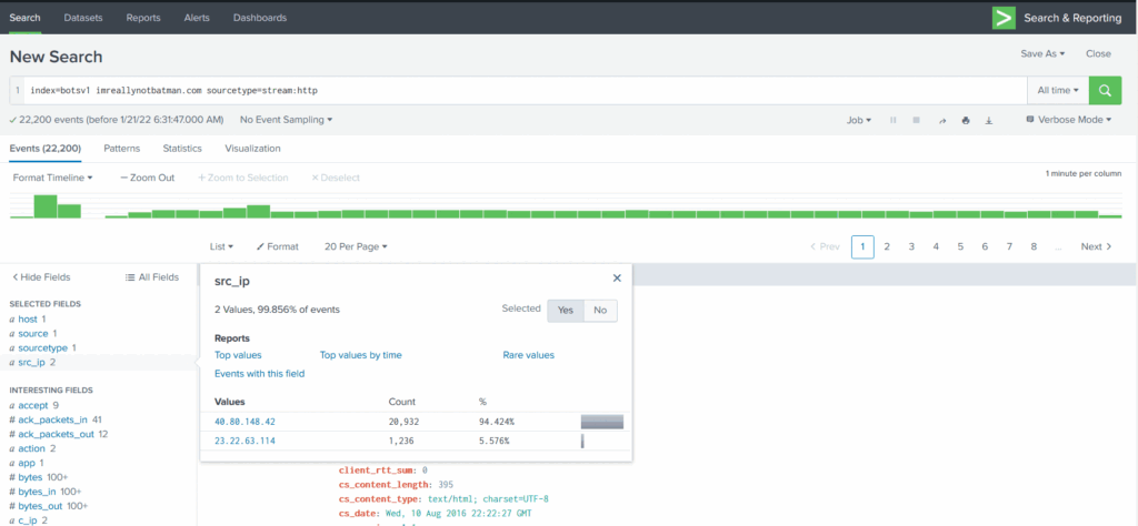Screenshot: To further confirm our suspicion about the IP address 40.80.148.42, click on the IP and examine the logs. We can look at the interesting...