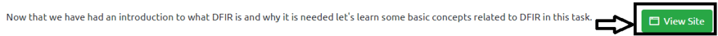 Screenshot: Now, let's view the attached static site to practice timeline creation and answer the first question. To do that, click on the View Site...