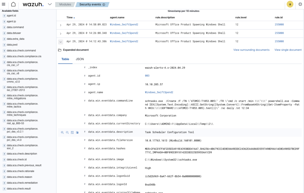 Screenshot: Search 'Scheduler' in events searchbar