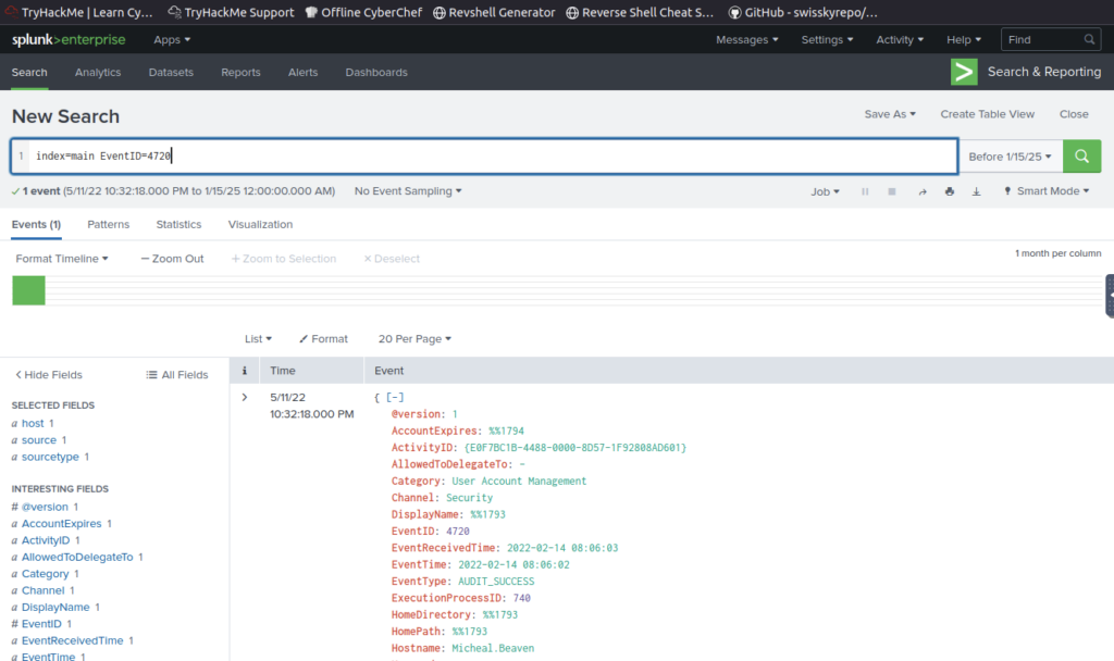 Screenshot: Then updated search query