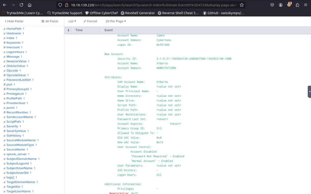 Screenshot: Scroll down to find data