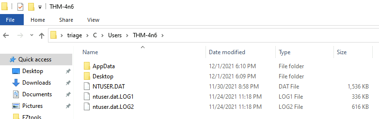 Screenshot: As we learnt in the previous tasks we can use NTUSER.DAT found in we will find in C:\Users\THM-4n6 (as we know this user is active and in...