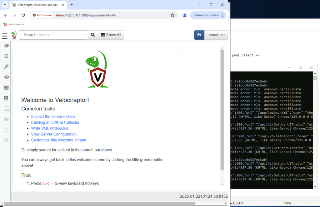 Screenshot: Ensure to deploy velociraptor in accordance with task 2 (2 of 3)