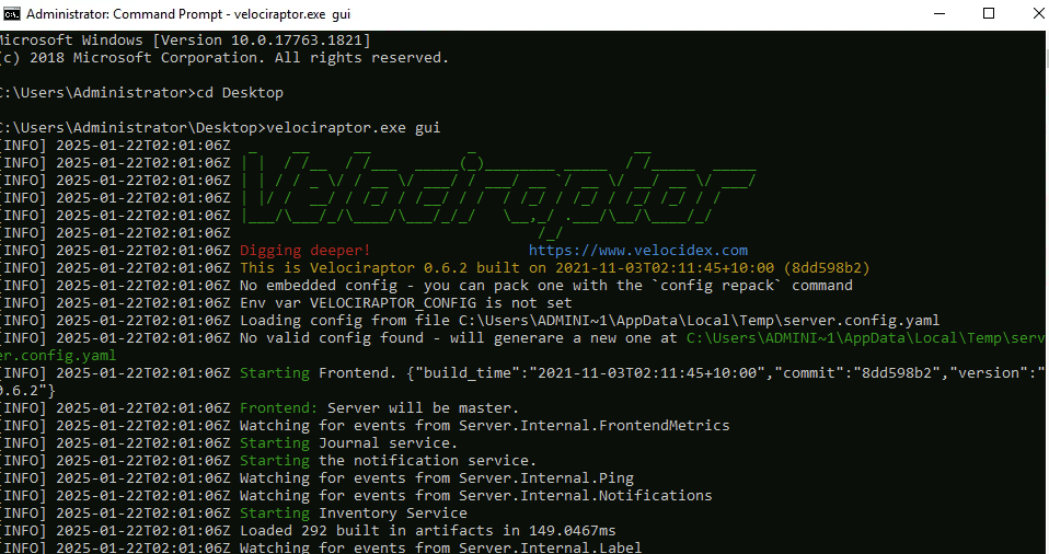Screenshot: Shutdown previous machine and startup new machine in this task. Open velociraptor (push through any security warnings) and head to artifact...