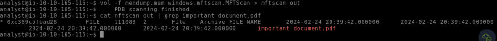Screenshot: ANSWER: C:Usersuser01Documentscritical_update.exe