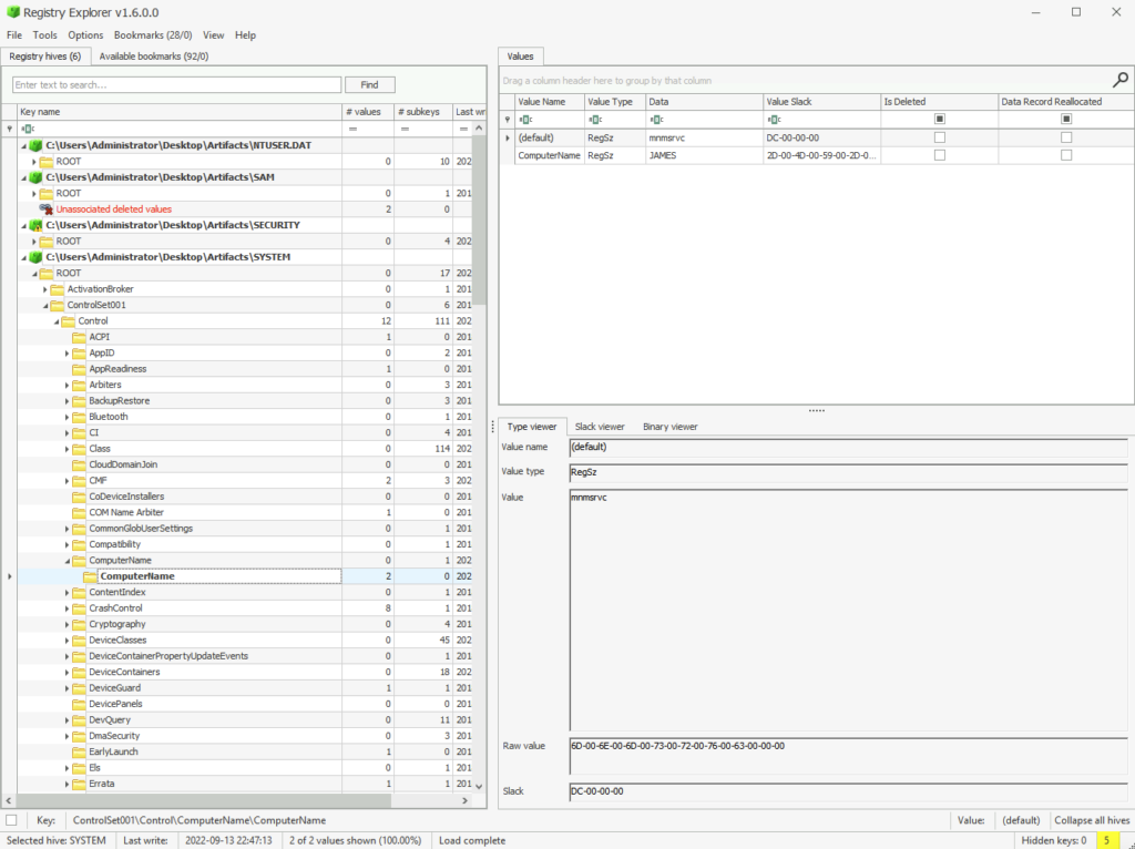 Screenshot: Head to SYSTEM to find the name of the machine