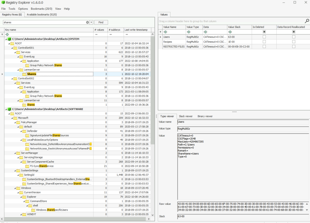 Screenshot: Back to SYSTEM to find shared folders (1 of 2)