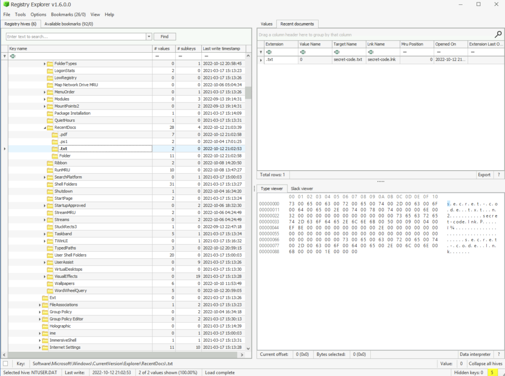 Screenshot: Back to RecentDocs