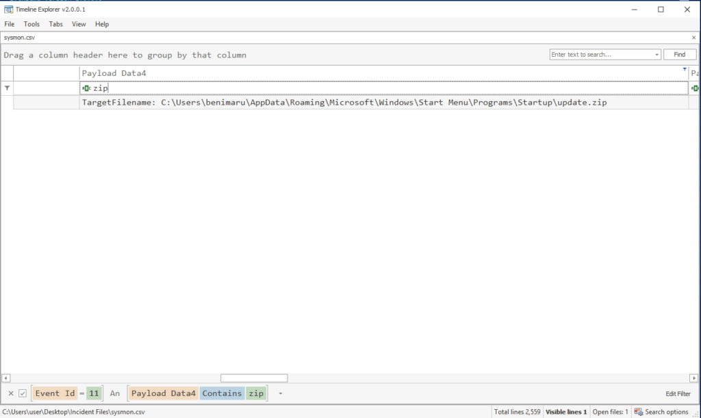 Screenshot: Lets get to filtering