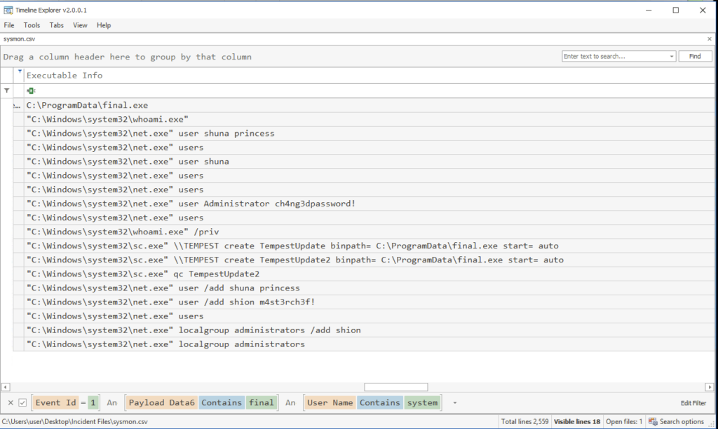 Screenshot: Well that didn't help, after browsing we can see what we are after