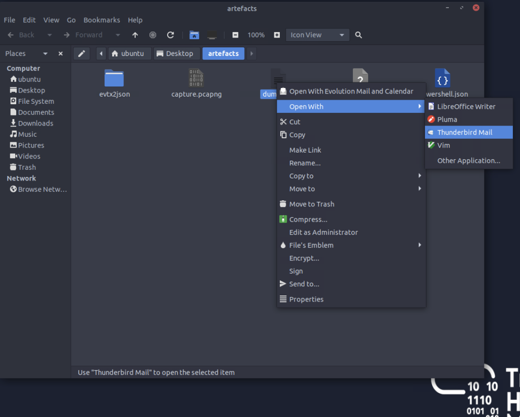 Screenshot: First let's open the email in Thunderbird