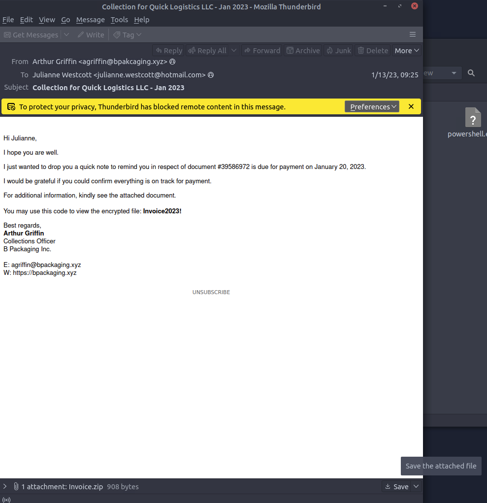 Screenshot: Then save the attached file