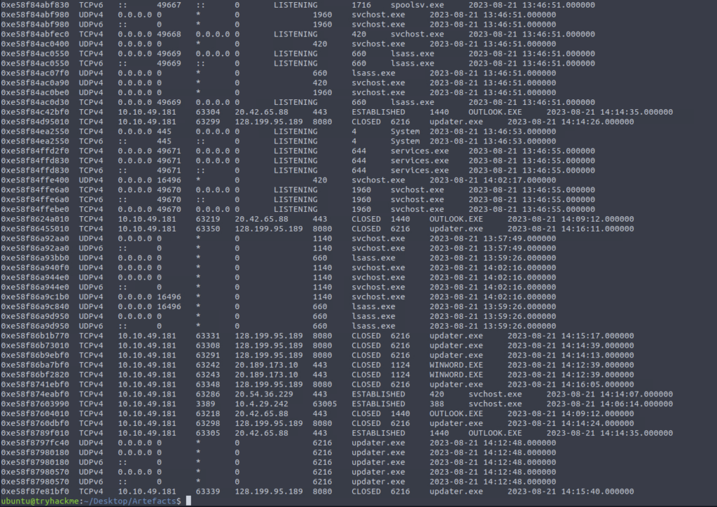 Screenshot: Next we need info related to network connections, we can use another favourite (2 of 2)