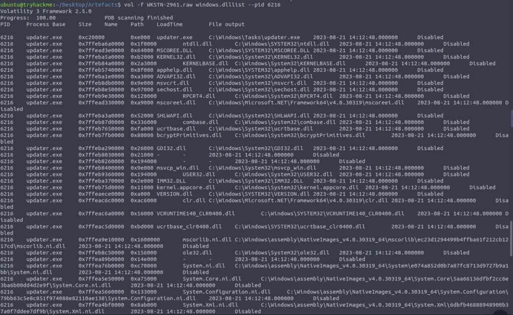 Screenshot: Check dlls, remember we are looking for updater.exe