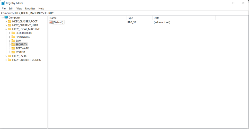 Screenshot: In this prompt, type regedit.exe, and you will be greeted with the registry editor window. It will look something like this