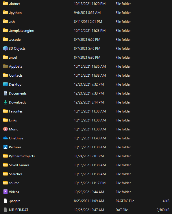 Screenshot: The NTUSER.DAT hive is located in the directory C:\Users<username>.