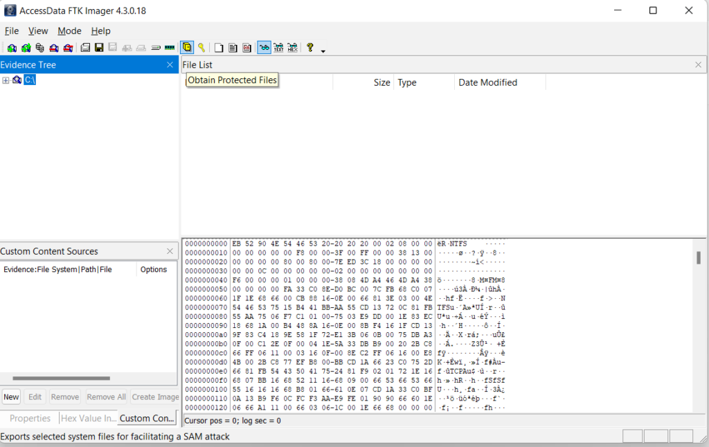 Screenshot: Another way you can extract Registry files from FTK Imager is through the Obtain Protected Files option. This option is only available for...