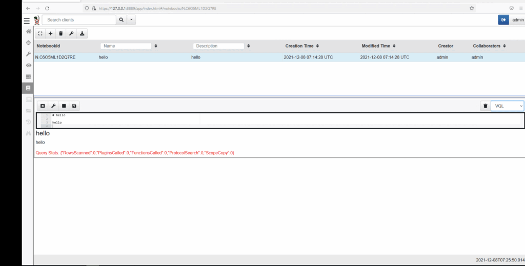 Screenshot: Let's save this notebook and run it against the agent as demonstrated below.