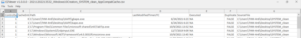 Screenshot: Our goto tool, the Registry Explorer, doesn't parse ShimCache data in a human-readable format, so we go to another tool called...