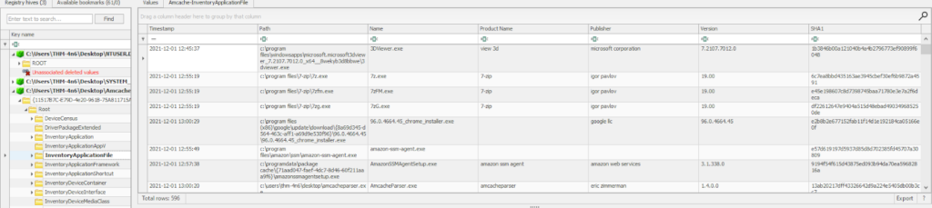 Screenshot: This is how Registry Explorer parses the AmCache hive