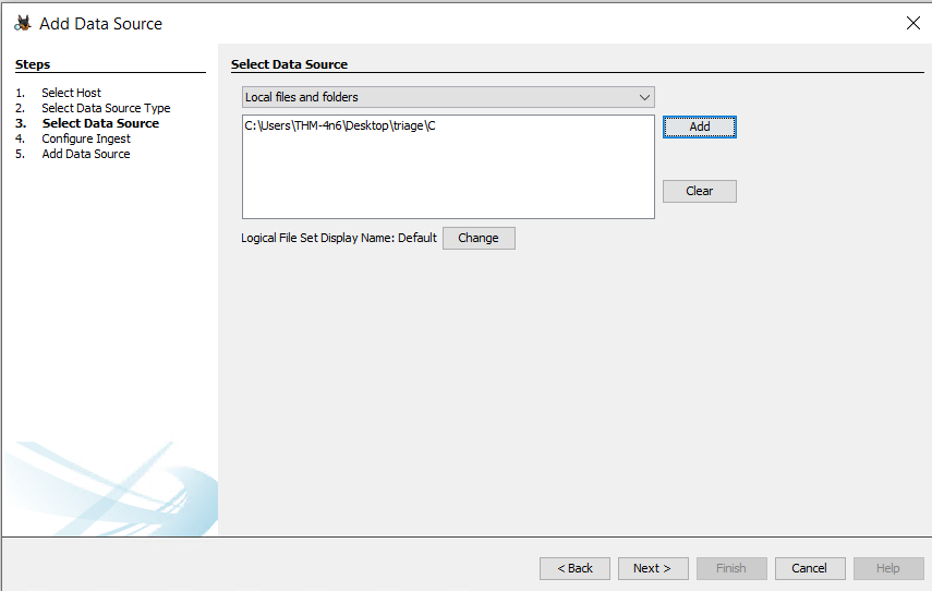 Screenshot: It will then ask you to select the path from which you want files to be analyzed. You can provide the path to the triage folder.