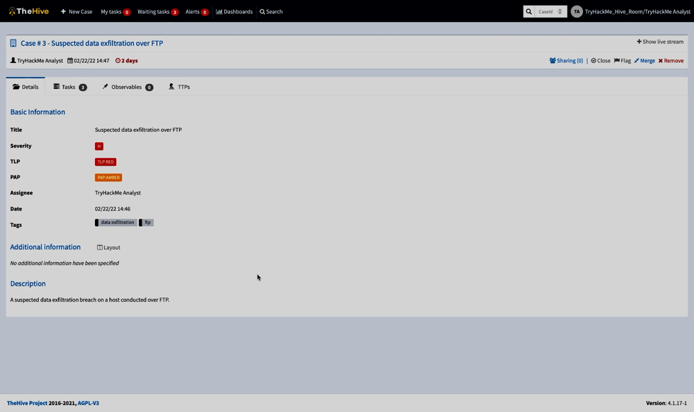 Screenshot: In our scenario, we are adding the IP address 192... as our observable as this IP is the source of the FTP requests. Depending on the...