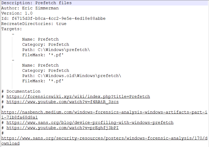 Screenshot: We can see different .tkape extension files. This is how a Target is defined for KAPE. A TKAPE file contains information about the artifact...