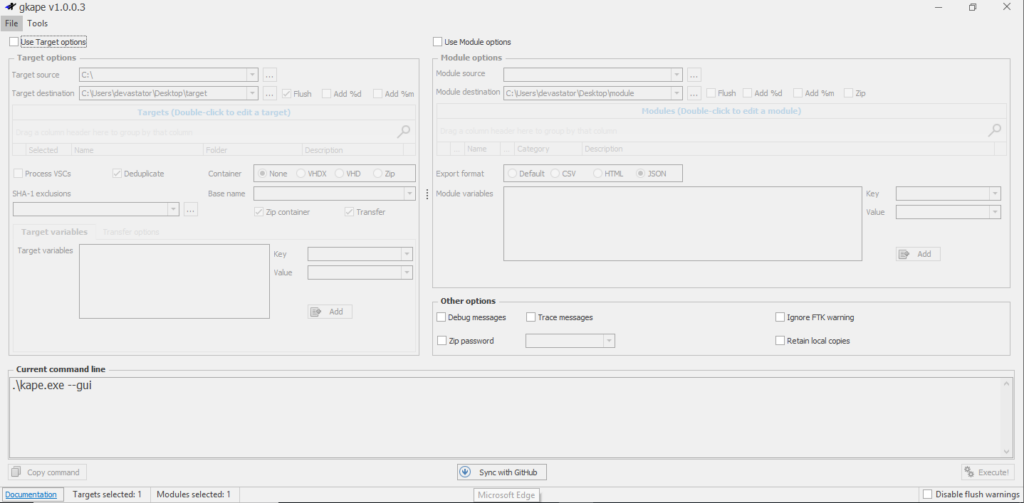 Screenshot: Now that we have learned about the different components of KAPE let's take it for a test drive. In the attached VM, double-click to open...
