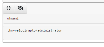 Screenshot: In the example below, the command whoami was executed with PowerShell. The command results are not immediately visible, and the eyeball...