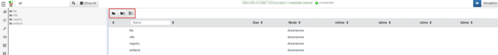 Screenshot: Below is what you should see when you first access the VFS for a client.