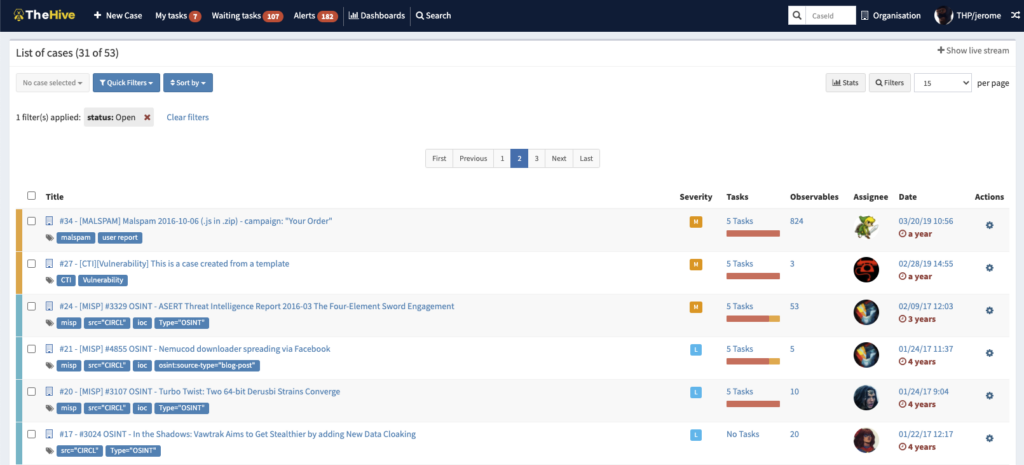 Screenshot: More information about the project can be found on thehive-project.org and their GitHub