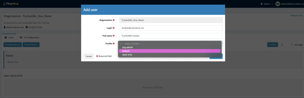 Screenshot: read-only: Can only read, Cases, Tasks and Observables details;