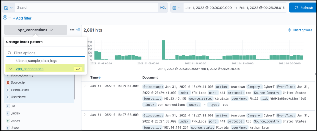 Screenshot: We observed failed connection attempts against some users that need to be investigated.