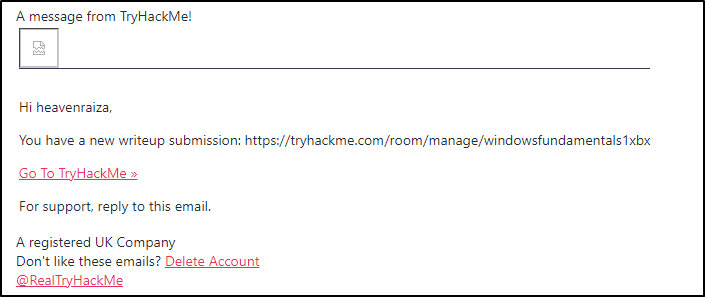 Screenshot: Below is an example of the HTML formatted email.
