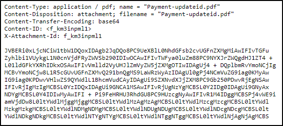Screenshot: Now let's view this attachment within the source code.