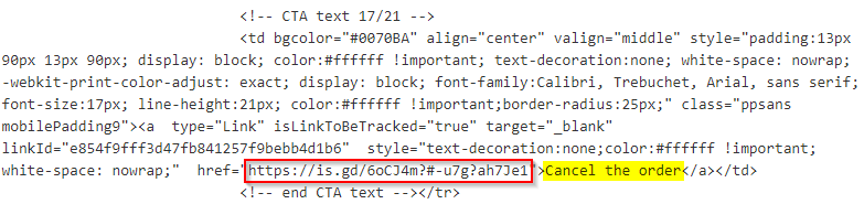 Screenshot: Email Hyperlinks
