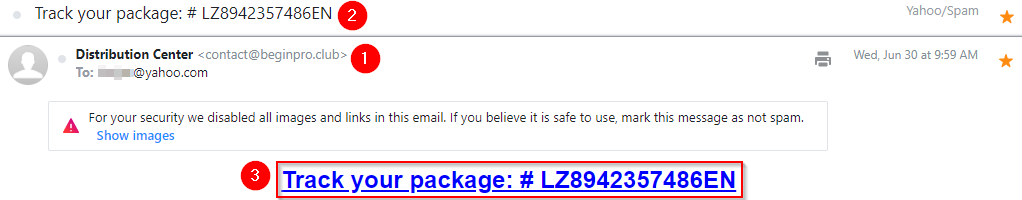 Screenshot: The link in the email body matches the subject line.
