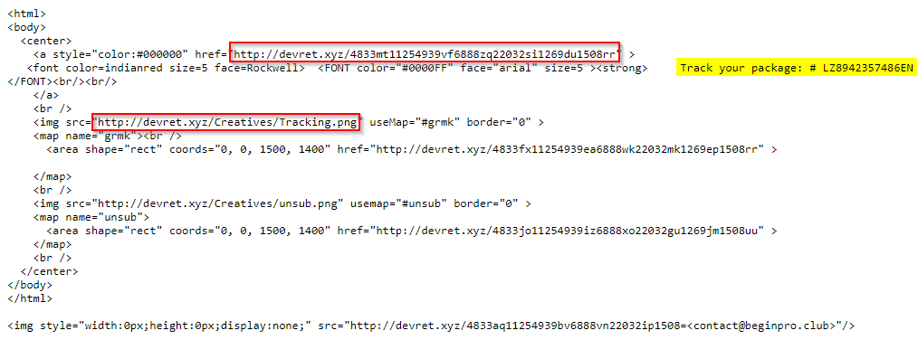 Screenshot: Email Hyperlinks