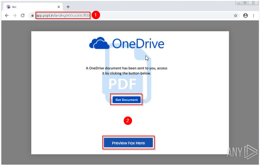 Screenshot: There is an action to perform. In this case, a button to download the fax.