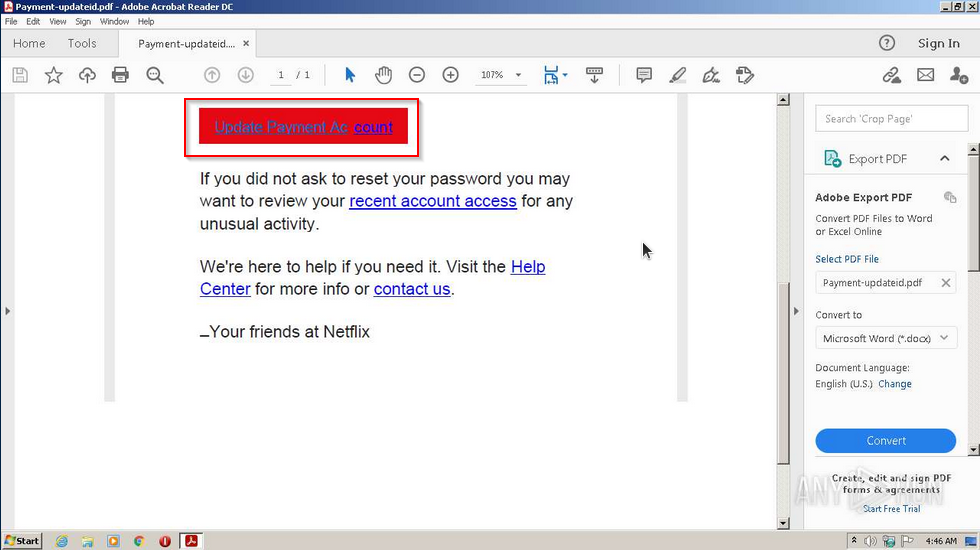 Screenshot: Notice the phone number for 'Netflix'. At first glance, that is an unusual phone number to send to a US-based victim.