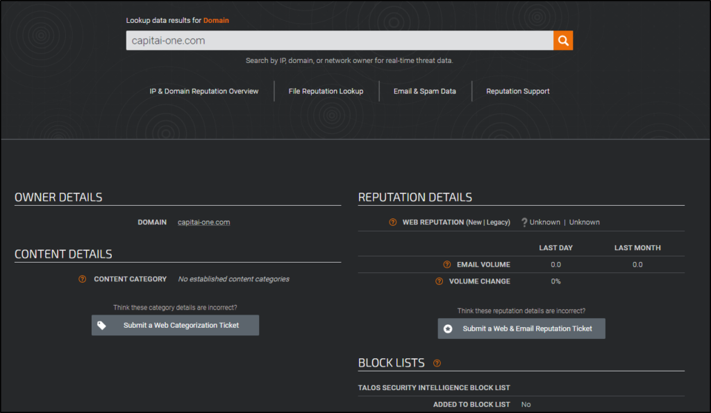 Screenshot: Talos Reputation Center: https://talosintelligence.com/reputation