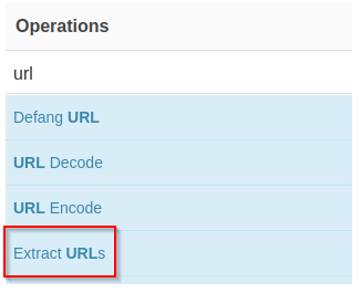 Screenshot: You may also use CyberChef to extract URLs with the Extract URLs recipe.