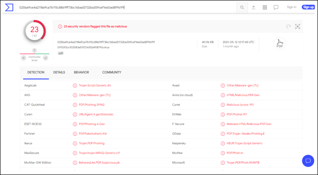 Screenshot: Per the site, 'Analyze suspicious files and URLs to detect types of malware, automatically share them... (2 of 2)