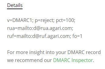 Screenshot: DMARC