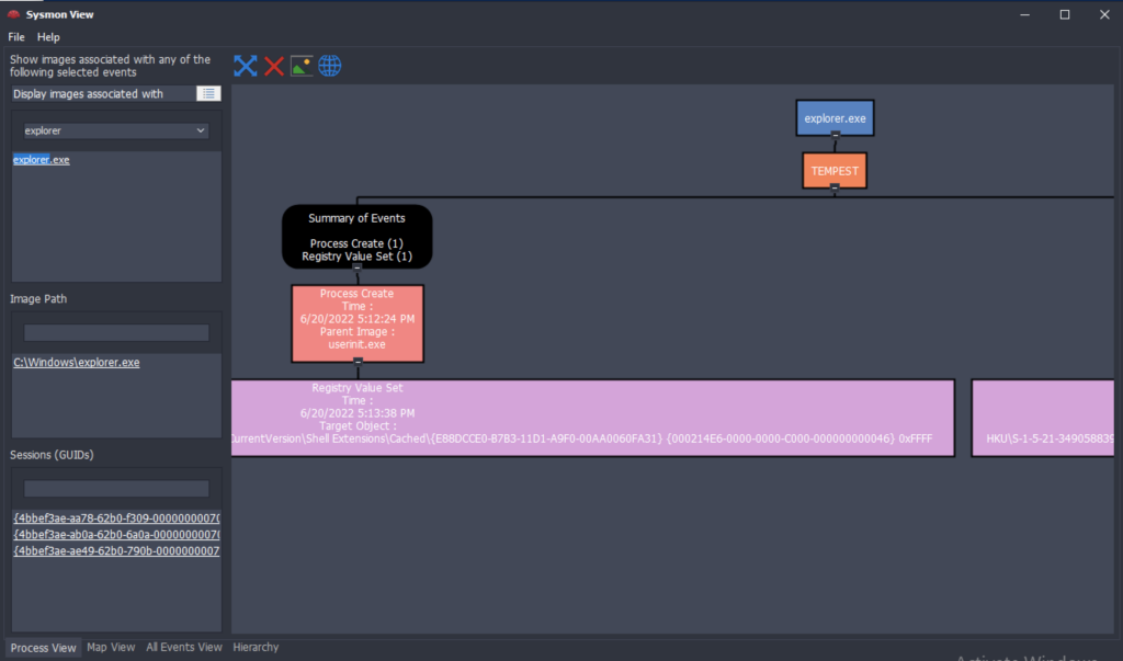 Screenshot: Choose the image path and session GUID to render the mapped view.