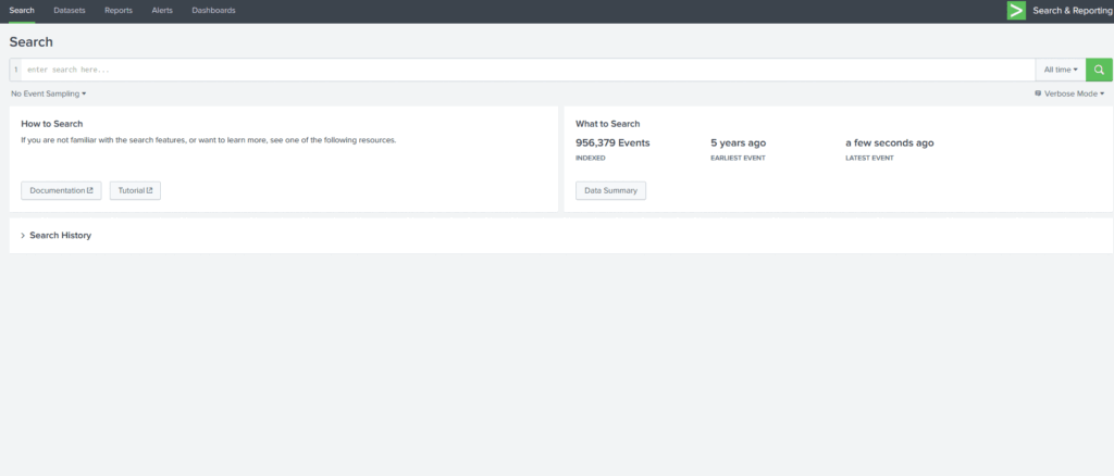Screenshot: During our investigation, we will be using Splunk as our SIEM solution. Logs are being ingested from webserver/firewall/Suricata/Sysmon...